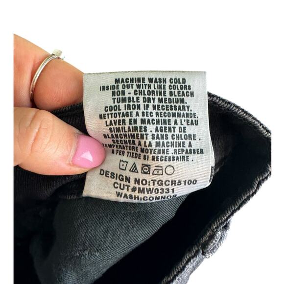 Joe's Jeans Black Connor Denim Rolled Chelsea Distressed Mid Rise Cropped Jeans - Picture 6 of 6